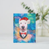 ブルテリア犬のクリスマス シーズンポストカード (スタンド正面)