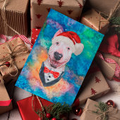 ブルテリア犬のクリスマス シーズンポストカード