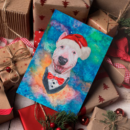 ブルテリア犬のクリスマス シーズンポストカード
