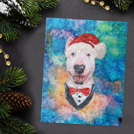 ブルテリア犬のクリスマス ジグソーパズル