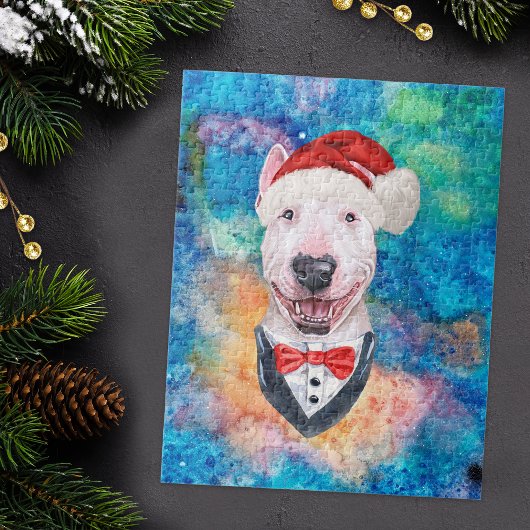 ブルテリア犬のクリスマス ジグソーパズル