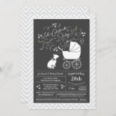 ブルテリア犬の赤ちゃんシャワー男女兼用 招待状 (正面/裏面)