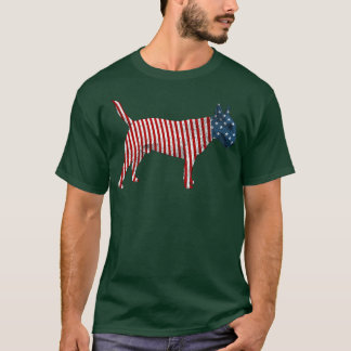 ブルテリア犬アメリカ国旗7月4日 Tシャツ