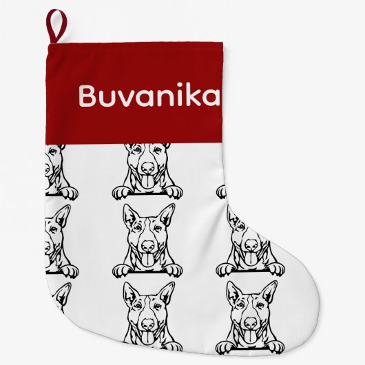 ブルテリア犬カスタマイズ靴下 – 置く ラージクリスマスストッキング (正面)