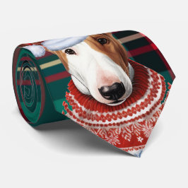 ブルテリア犬レッドとグリーンプライドのクリスマス ネクタイ