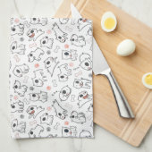 ブルテリア犬好きのシームレスパターン キッチンタオル (四つ折り)