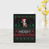 ブルテリア犬愛好家サンタ帽クリスマスツリーL カード (黄色い花)
