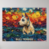 ブルテリア紙クイリングアートドッグポートレート ポスター (正面)