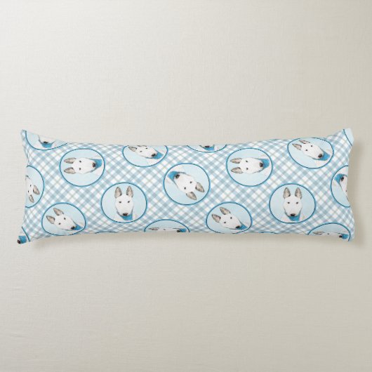 ブルテリア絵を描の白い英語かわいいドッグアート ボディピロー (正面)