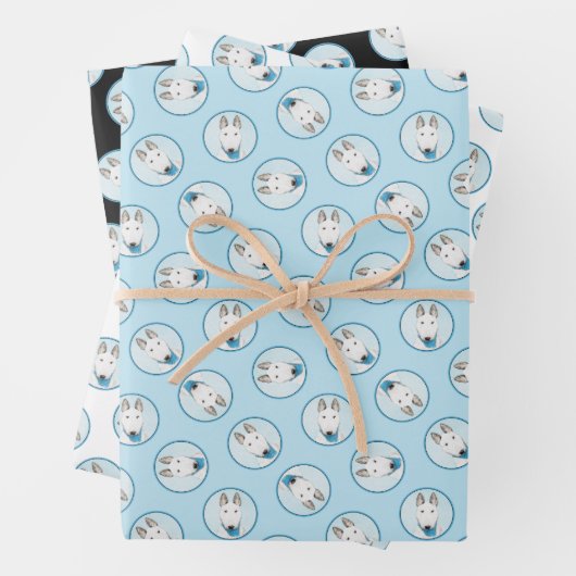 ブルテリア絵を描の白い英語かわいいドッグアート ラッピングペーパーシート (インサイチュ)