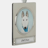 ブルテリア絵画ズ – かわいいオリジナルドッグアート シルバープレートバナーオーナメント (右)