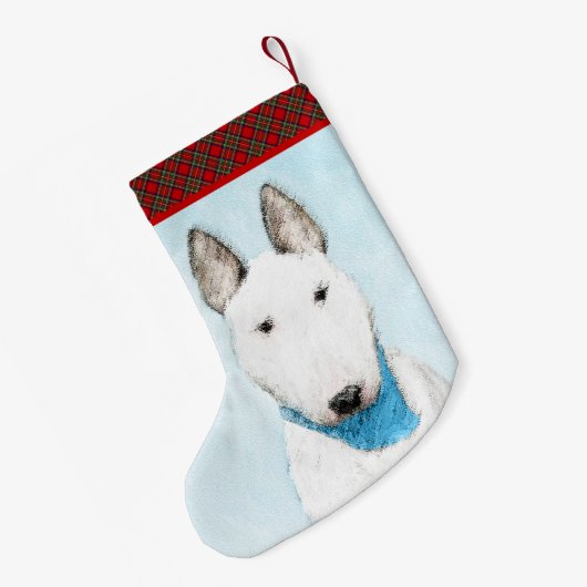 ブルテリア絵画ズ – かわいいオリジナルドッグアート スモールクリスマスストッキング (裏面 (吊り時))