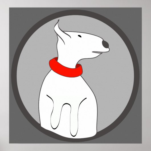 ブルテリア赤い襟の子犬 ポスター (正面)