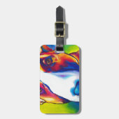 ブルテリア赤と白の2 ラゲッジタグ (正面縦)