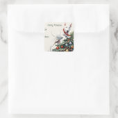 ブルテリア&クリスマスツリーギフトラベルステッカー スクエアシール (バッグ)