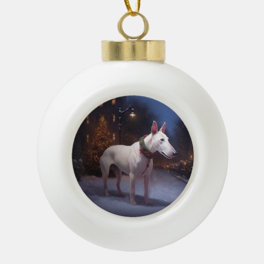 ブルテリア クリスマス セラミックボールオーナメント (正面)