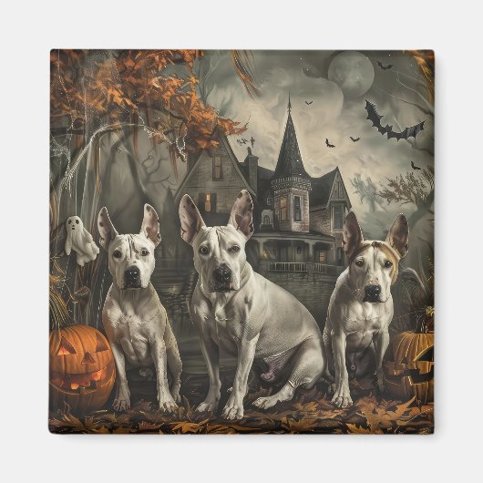 ブルテリア ハロウィンの夜 ワンコの喜び  マグネット (正面)