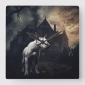 ブルテリア ハロウィーン スケアリー スクエア壁時計 (正面)