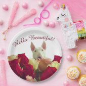 ブルテリア(バラあいさつ付き) – こんにちは、美しい ペーパープレート (パーティー)