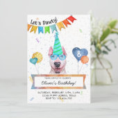 ブルテリア レッツパーティー 犬 誕生日パーティー 招待状 (スタンド正面)