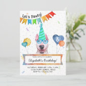ブルテリア レッツパーティー 犬 誕生日パーティー 招待状 (スタンド正面)