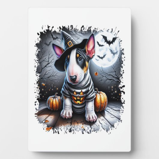ブルテリア 犬 ハロウィン フォトプラーク (正面)