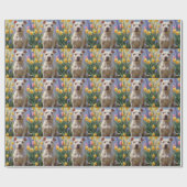 ブルテリア 犬 春の花 絵画 ラッピングペーパー (フラット)