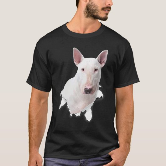 ブルテリア 破れた布 犬用 ドッグモム Tシャツ (正面)