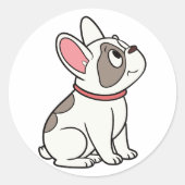 ブルドおもしろいッグフランスのの立ち ラウンドシール (正面)