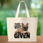 ブルドおもしろいッグフランスの反社会的フランス犬の恋人 ラージトートバッグ