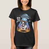 ブルドおもしろいフランスのグUFOエイリアン誘拐Tシャツ | Tシャツ (正面)