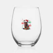 ブルドッおもしろいクフランスのクリスマスのサンタ帽子HO ステムなしワイングラス (正面)