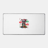 ブルドッおもしろいクフランスのクリスマスのサンタ帽子HO デスクマット (正面)