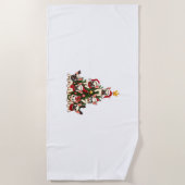 ブルドッおもしろいグフランスのクリスマスの木の雪の結晶サン ビーチタオル (正面)