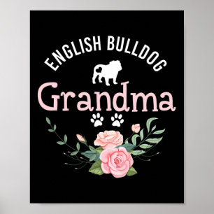 ブルドッグおばあちゃんギフト女性かわいい犬の恋人のクリスマス ポスター