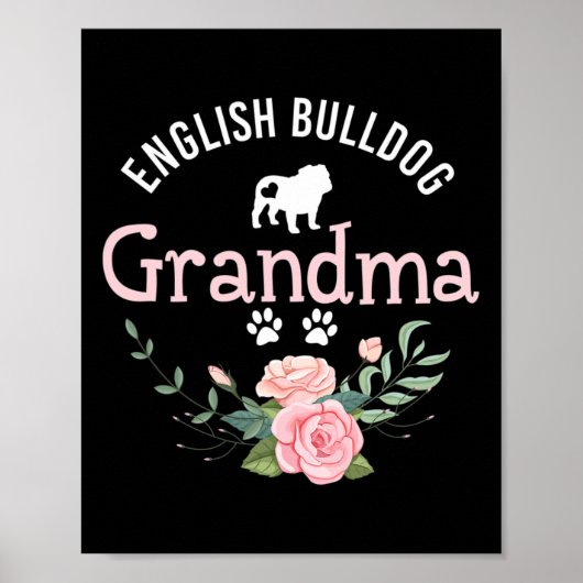 ブルドッグおばあちゃんギフト女性かわいい犬の恋人のクリスマス ポスター (正面)