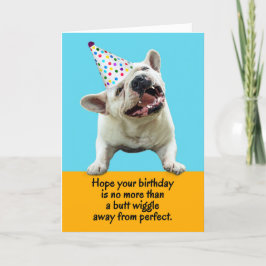 ブルドッグおもしろいお尻ウィグルパーフェクト誕生日 案内状