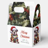 ブルドッグおもしろいかわいい水彩犬のクリスマスの願い フェイバーボックス (オープン)