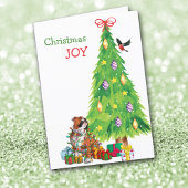 ブルドッグおもしろいとホリデーツリーのクリスマス シーズンカード