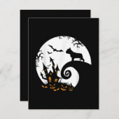 ブルドッグおもしろいとムーンフランスのハロウィーンの衣装 サンキューカード (正面/裏面)