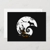 ブルドッグおもしろいとムーンフランスのハロウィーンの衣装 シーズンポストカード (正面/裏面)