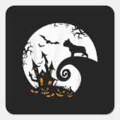 ブルドッグおもしろいとムーンフランスのハロウィーンの衣装 スクエアシール (正面)