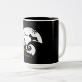 ブルドッグおもしろいとムーンフランスのハロウィーンの衣装 ツートーンマグカップ (正面右)