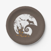 ブルドッグおもしろいとムーンフランスのハロウィーンの衣装 ペーパープレート (正面)