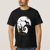 ブルドッグおもしろいとムーンフランスのハロウィーンの衣装 Tシャツ (正面)