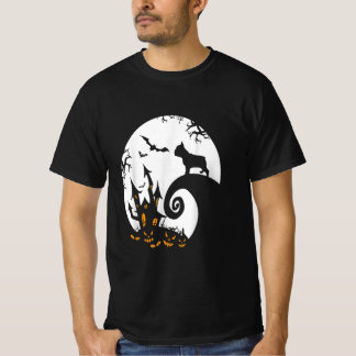 ブルドッグおもしろいとムーンフランスのハロウィーンの衣装 Tシャツ