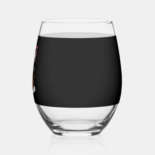 ブルドッグおもしろいスフランスのクリスマスサンタハットライトS ステムなしワイングラス (左)