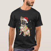ブルドッグおもしろいドッグの木のクリスマスライトXma Tシャツ (正面)
