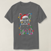 ブルドッグおもしろいドッグの木のクリスマスライトXma Tシャツ (デザイン正面)