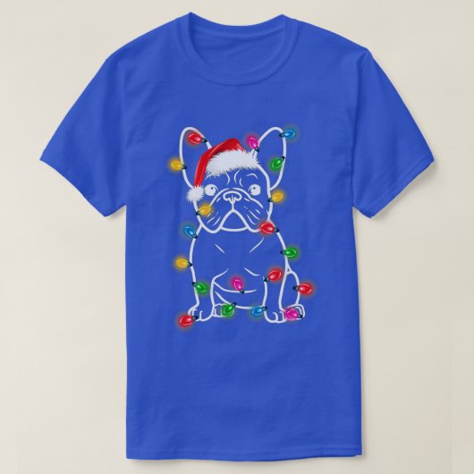 ブルドッグおもしろいドッグの木のクリスマスライトXma Tシャツ (デザイン正面)